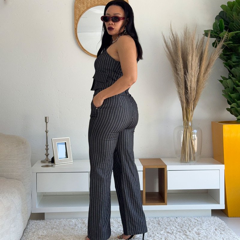 Executive Pinstripe Denim Set