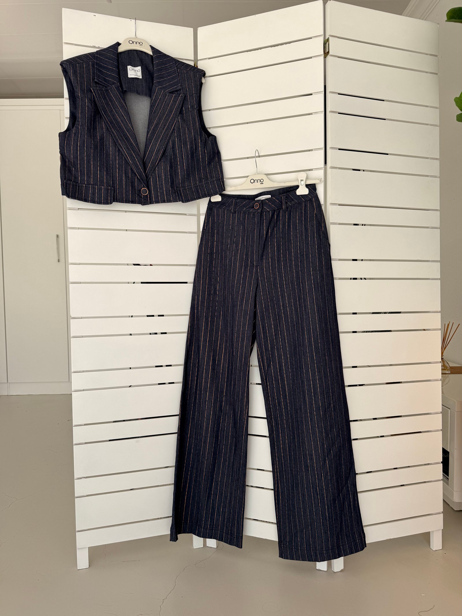 Indigo Pinstripe Denim Set