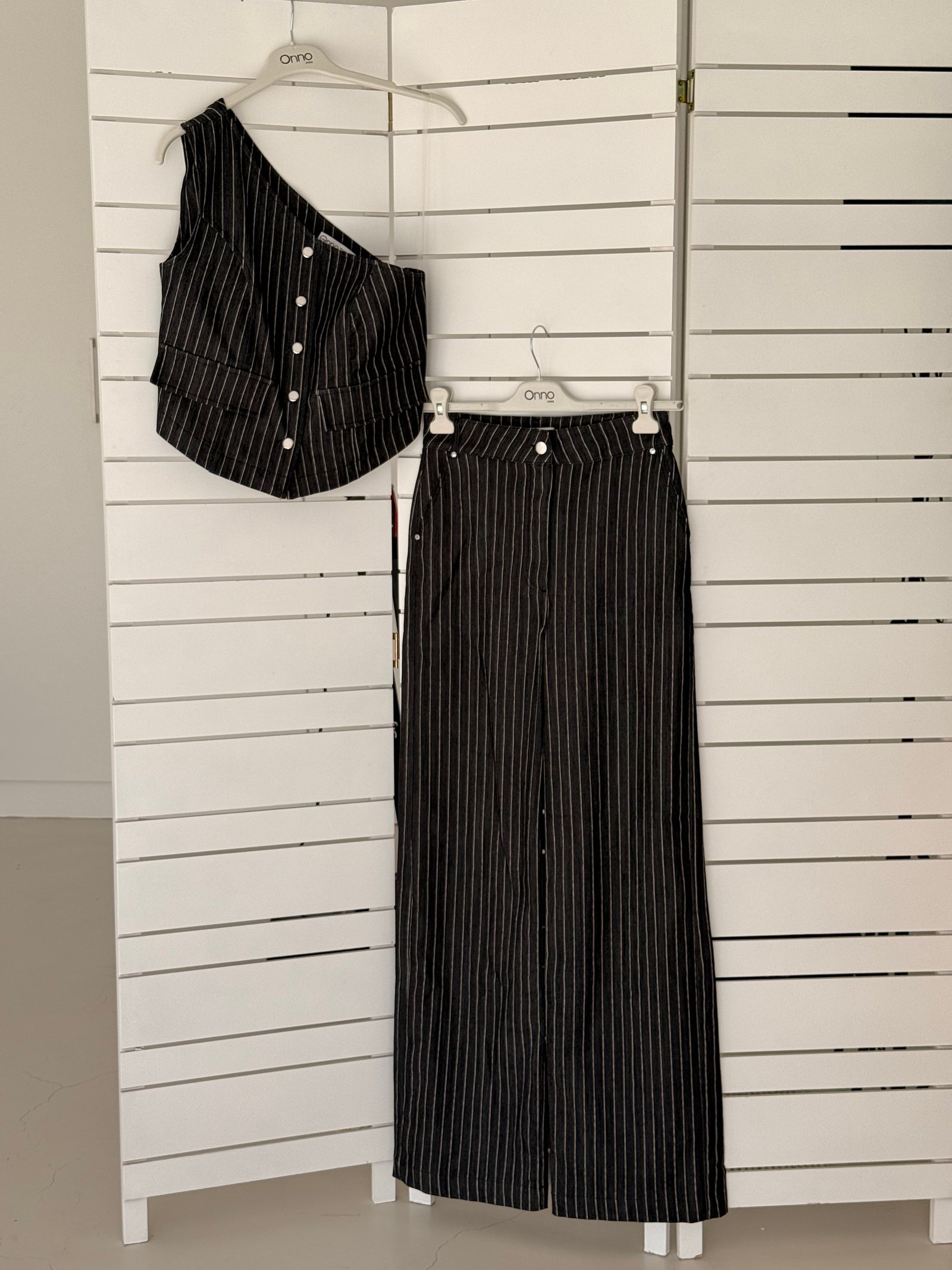 Executive Pinstripe Denim Set