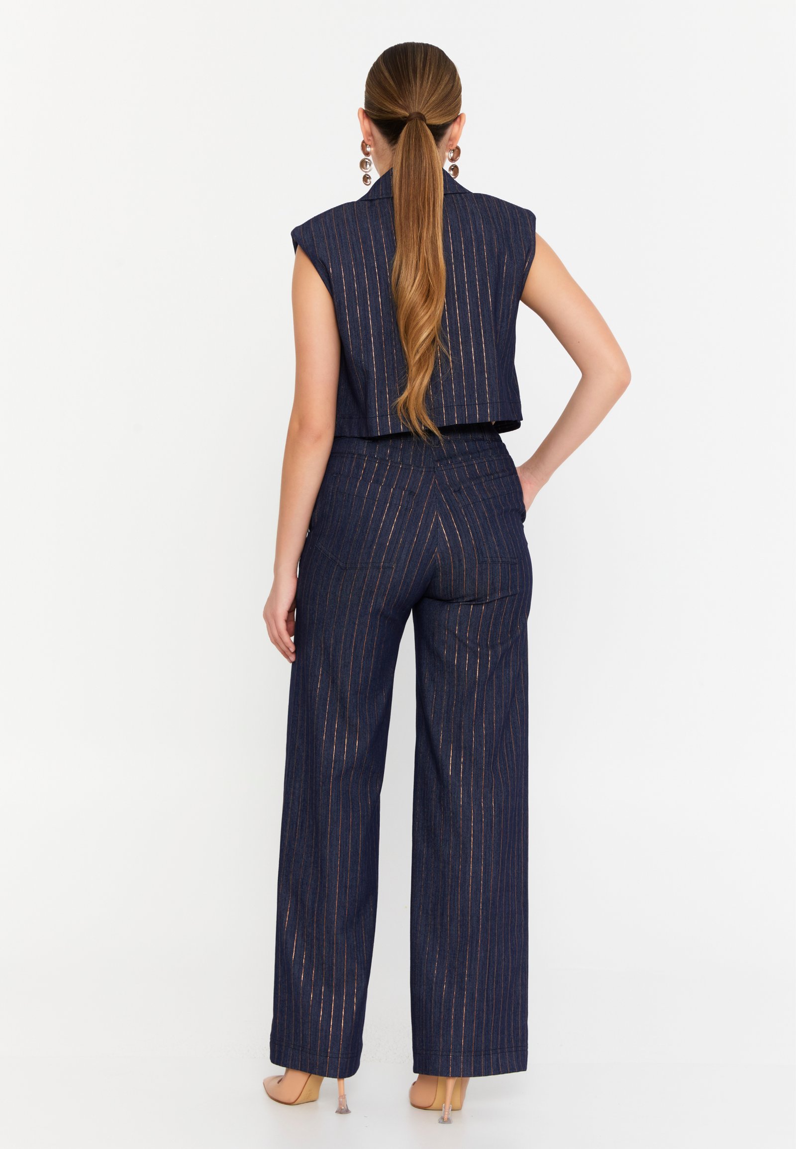Indigo Pinstripe Denim Set