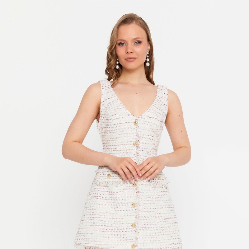 Ivory Tweed Dress