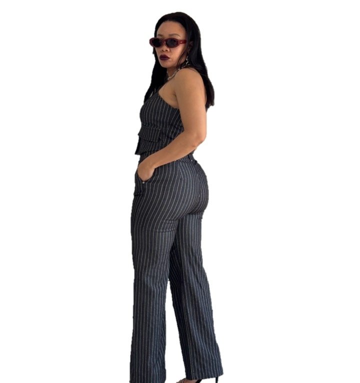 Executive Pinstripe Denim Set